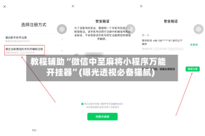 教程辅助“微信中至麻将小程序万能开挂器”(曝光透视必备猫腻)