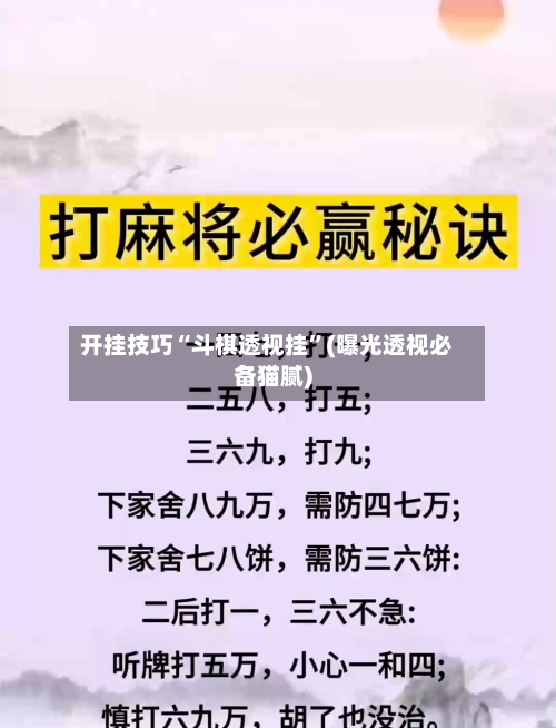 开挂技巧“斗棋透视挂”(曝光透视必备猫腻)-第1张图片