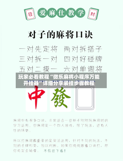 玩家必看教程“微乐麻将小程序万能开挂器	”详细分享装挂步骤教程-第2张图片