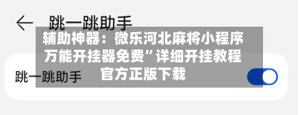 辅助神器：微乐河北麻将小程序万能开挂器免费”详细开挂教程官方正版下载-第2张图片