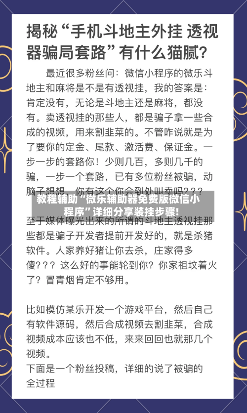 教程辅助“微乐辅助器免费版微信小程序”详细分享装挂步骤!-第1张图片